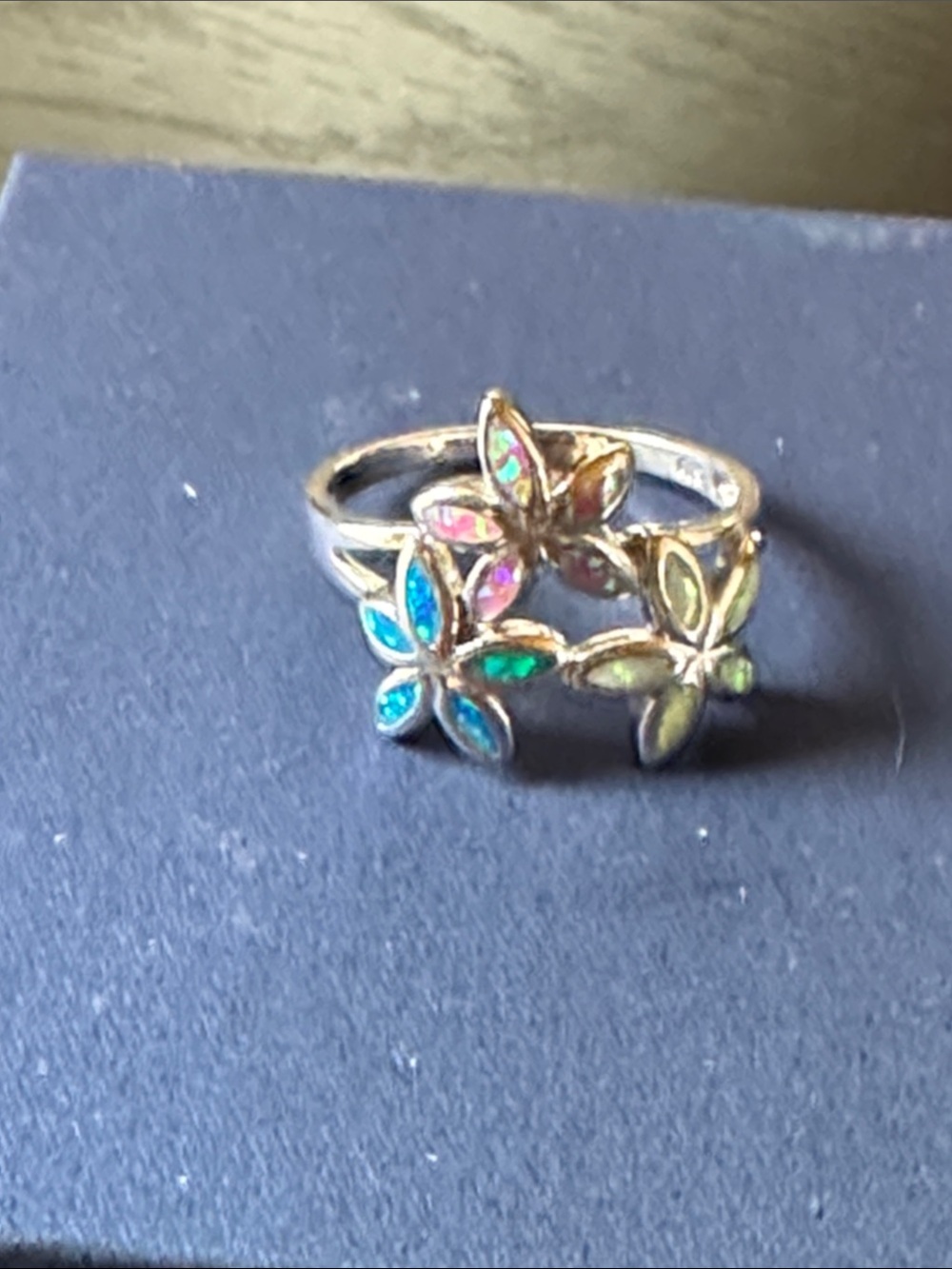 Multi-Color Floral Crystal Ring for Women